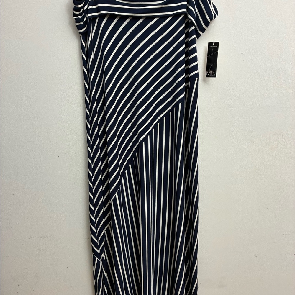 Navy and White Striped Maxi Skirt